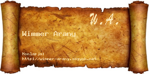 Wimmer Arany névjegykártya